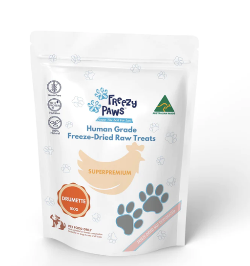 Freezy Paws - Superpremium Human Grade Freeze-Dried Chicken Drumette Raw Treats 100g