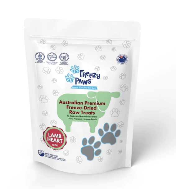 Freezy Paws - Superpremium Human Grade Freeze-Dried Lamb Heart Raw Treats 100g