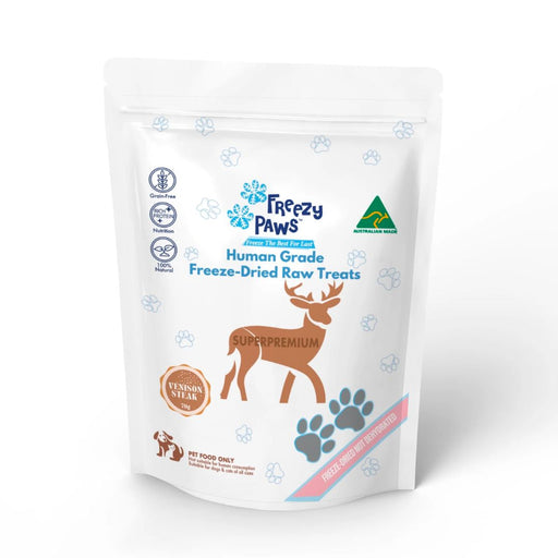 Freezy Paws - Superpremium Human Grade - Freeze Dried Venison Steak Raw Treats 70g