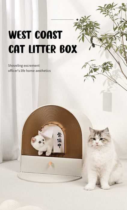 West Coast | Natural Fresh Enclosed Cat Litter Box｜White
