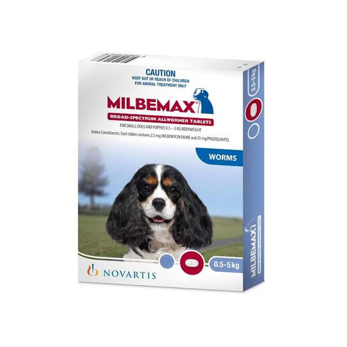 MILBEMAX DOG OVER 0.5 - 5KG BODY WEIGHT - 2 TABS