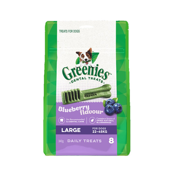 Greenies Dog Dental Chews - Blueberry Large pk 8 - 340g my rainbow pet