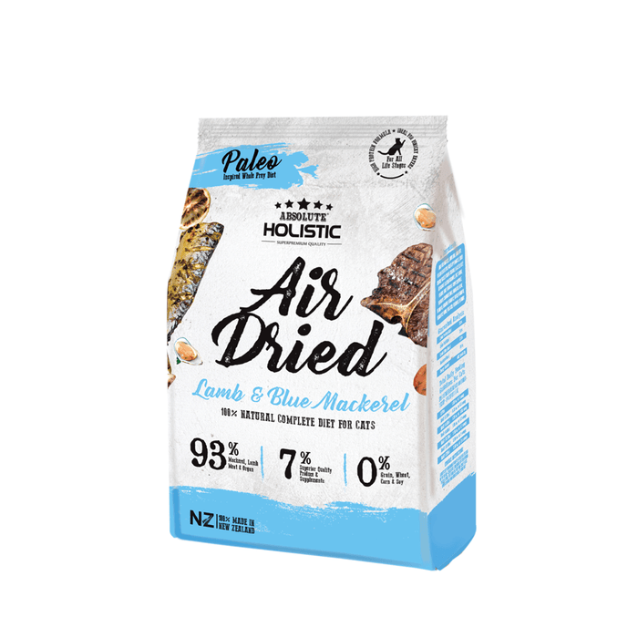 Absolute Holistic Air Dried Cat Food Blue Mackerel & Lamb 500g my rainbow pet