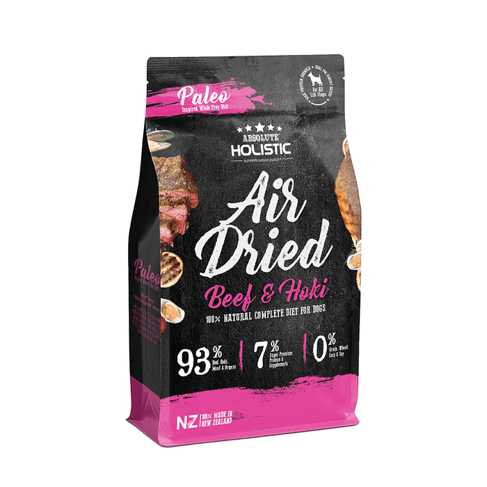 Absolute Holistic Air Dried Dog Food Beef & Hoki 1kg my rainbow pet