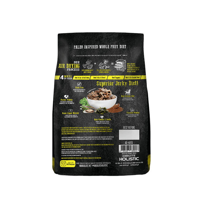 Absolute Holistic Air Dried Dog Food Lamb & Duck 1kg my rainbow pet