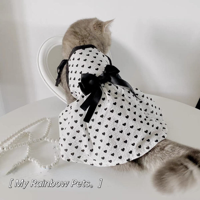 Princess style black and white love bow dress Dog Clothes Cat Clothes my rainbow pet