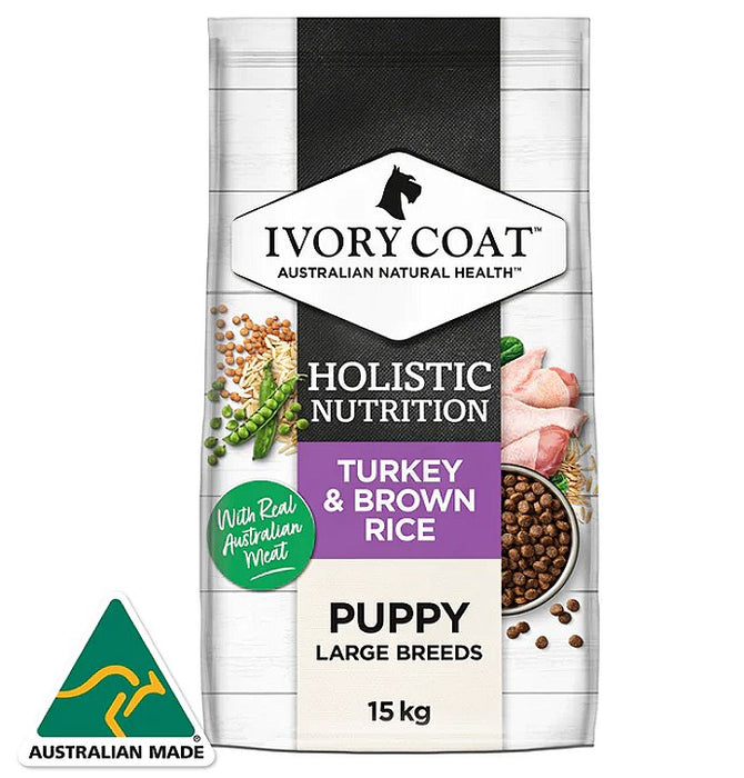 IVORY COAT Dry Dog Food Puppy Large Breed Turkey Brown Rice